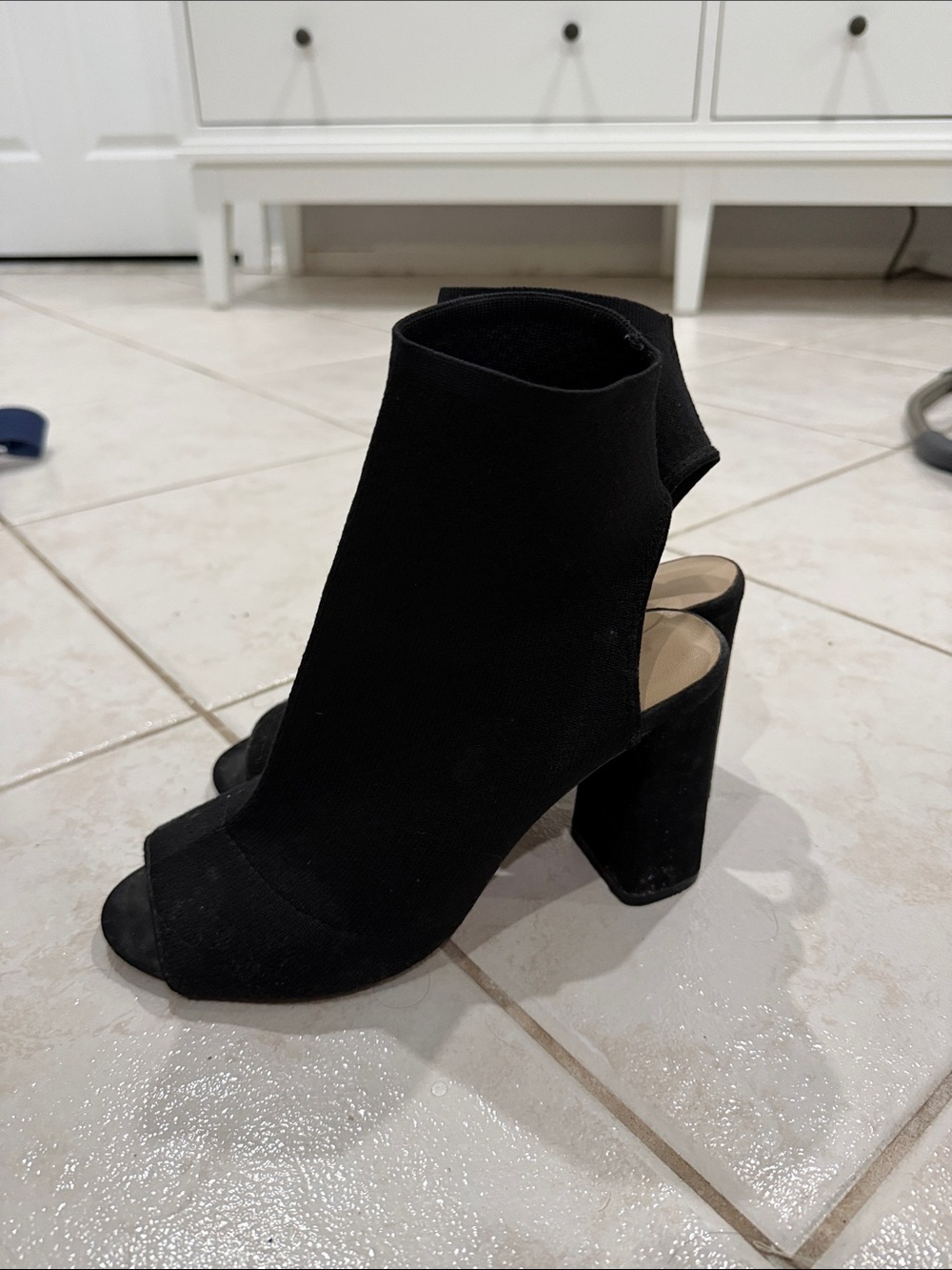 Aldo Women’s Black Open-Toe Block Heel Booties